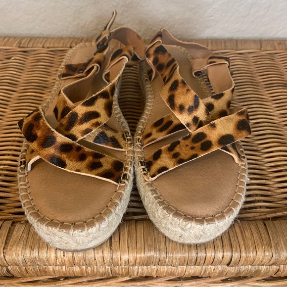 Madewell Malia Espadrille Strappy Sandal in Leopard Calf Hair Sandal Size 8 - Picture 6 of 12